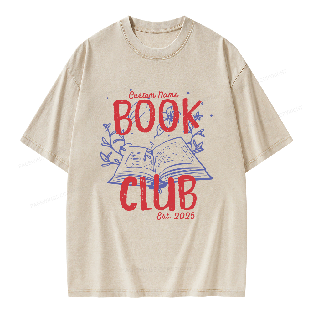 Pagewings Personalized  Book Club Unisex Washed T-shirt