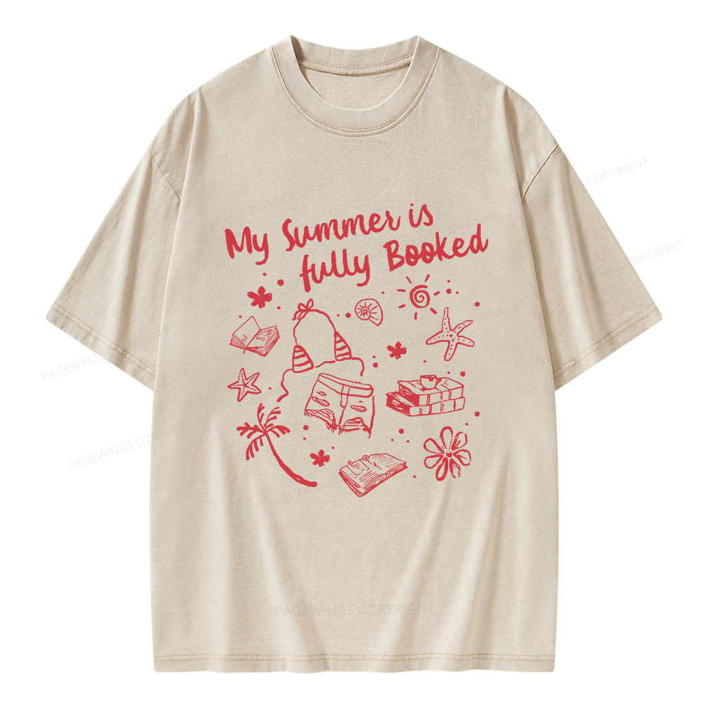 Pagewings My Summer Is Fully Booked Unisex Washed T-shirt