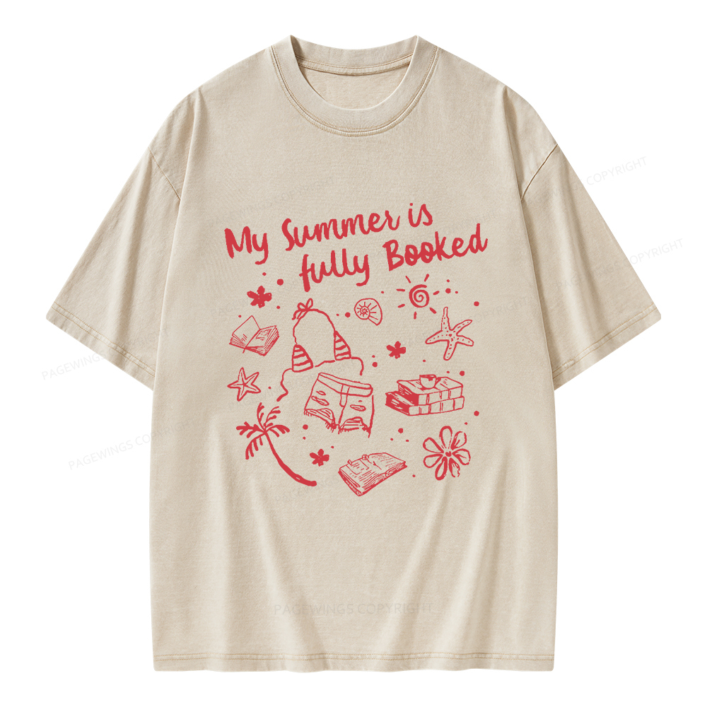 Pagewings My Summer Is Fully Booked Unisex Washed T-shirt