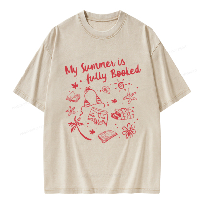 Pagewings My Summer Is Fully Booked Unisex Washed T-shirt