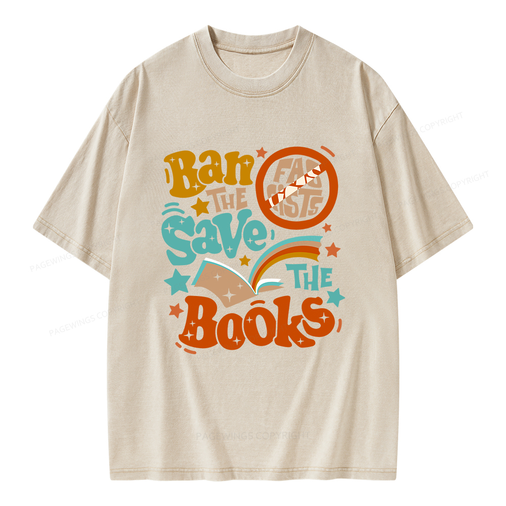 Pagewings Ban The Fascists Save The Books Unisex Washed T-shirt