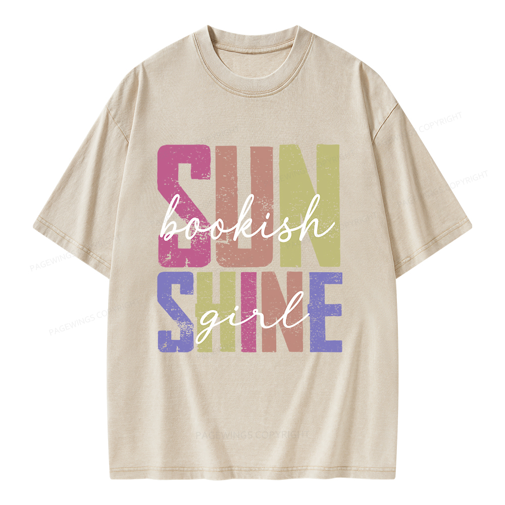 Pagewings Sunshine Bookish Girl Unisex Washed T-shirt