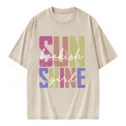 Pagewings Sunshine Bookish Girl Unisex Washed T-shirt