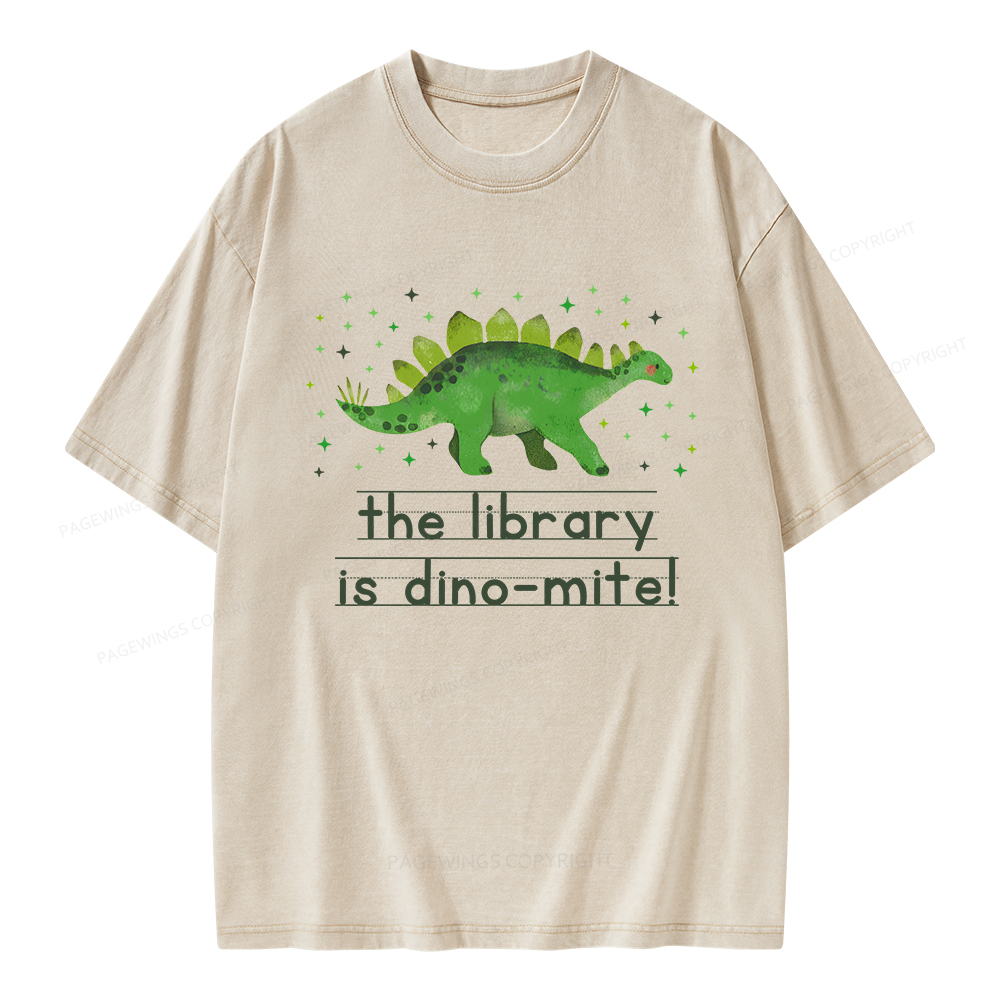 Pagewings The Library Is Dino-Mite Unisex Washed T-shirt