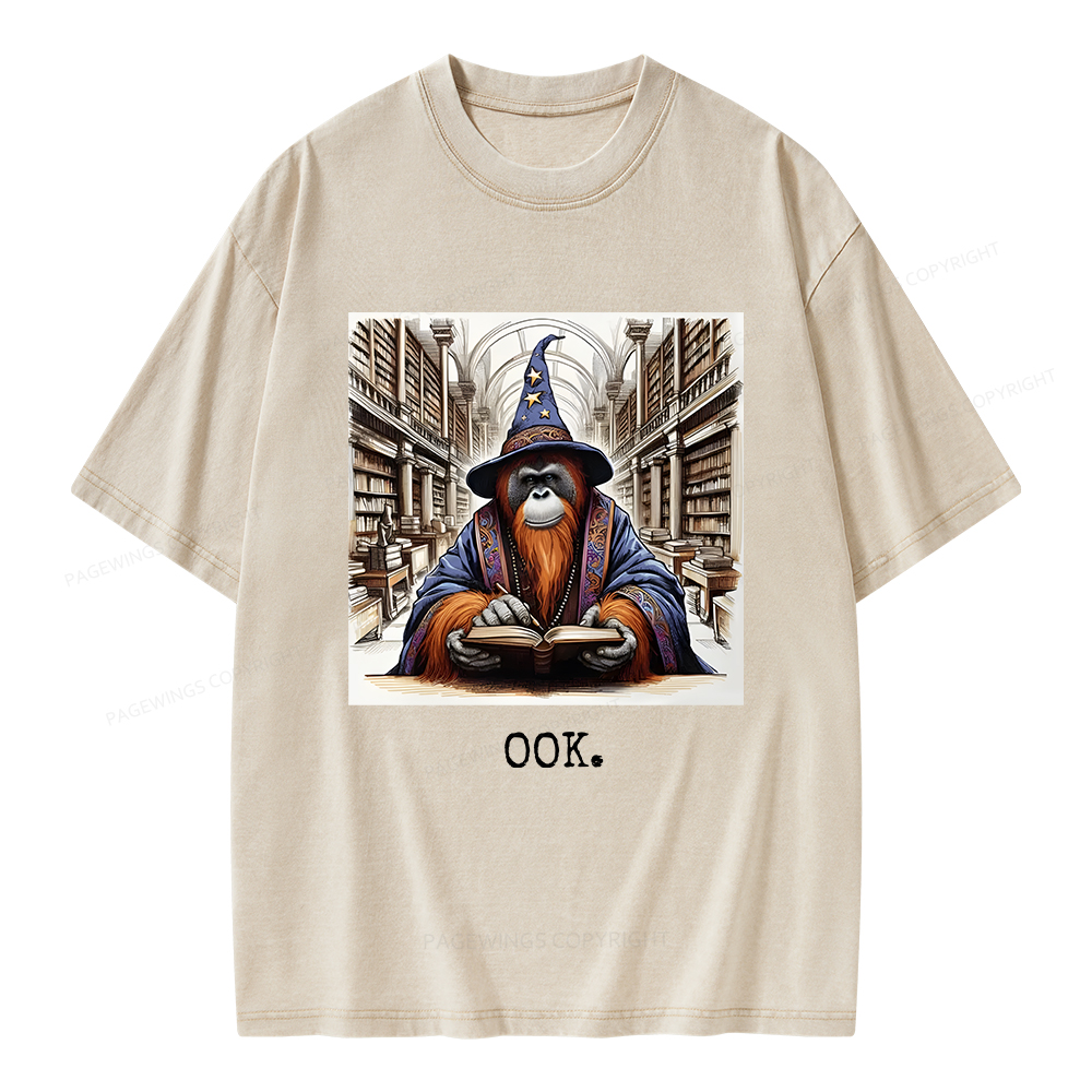 Pagewings Orangutan Librarian OOK  Unisex Washed T-shirt