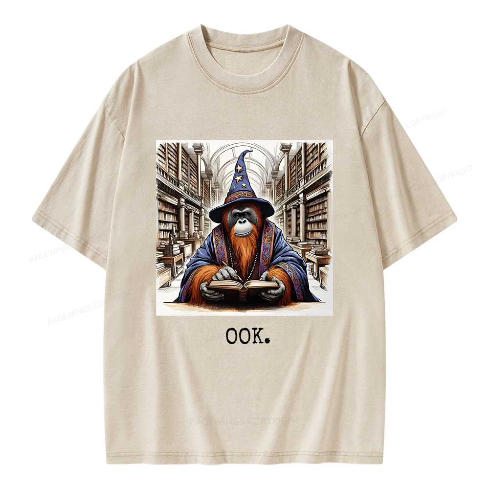 Pagewings Orangutan Librarian OOK  Unisex Washed T-shirt