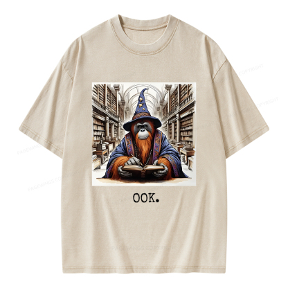 Pagewings Orangutan Librarian OOK  Unisex Washed T-shirt