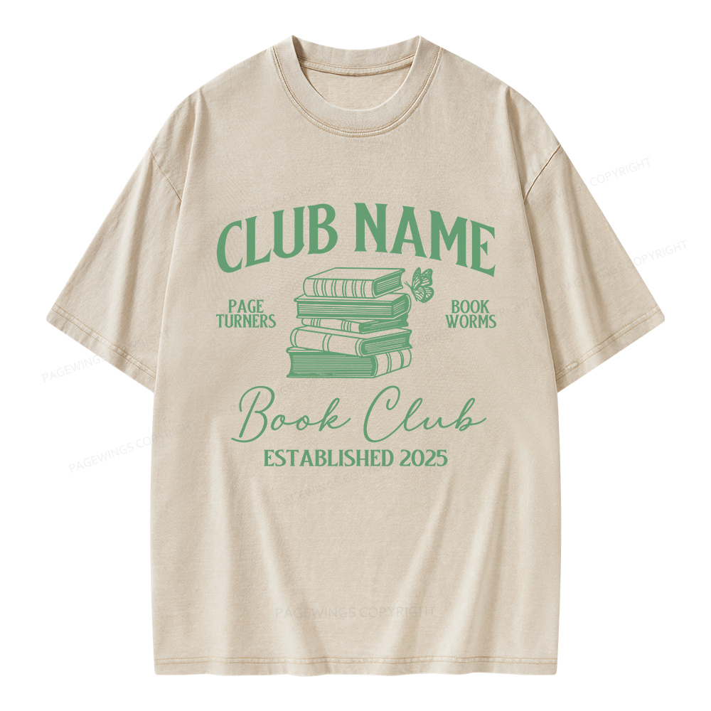 Pagewings Personalized Book Club  Unisex Washed T-shirt