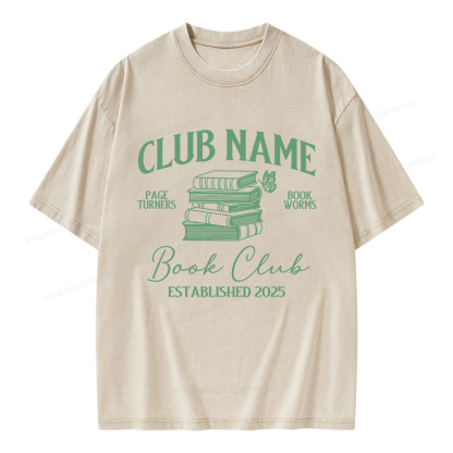 Pagewings Personalized Book Club  Unisex Washed T-shirt