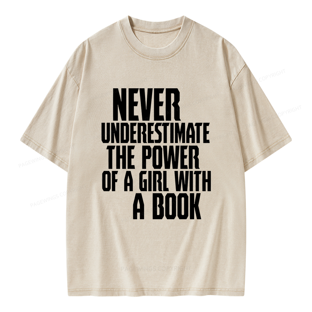 Pagewings The Power Of A Girl With A Book Unisex Washed T-shirt