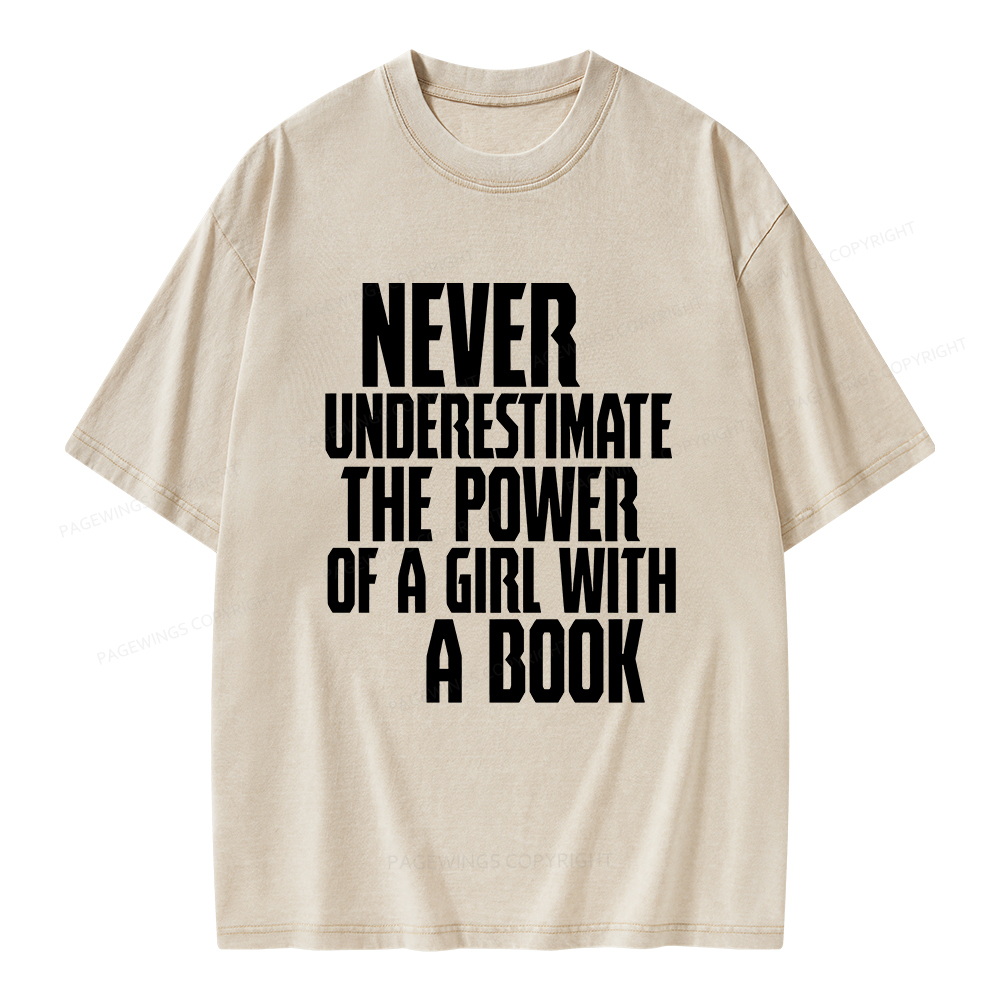 Pagewings The Power Of A Girl With A Book Unisex Washed T-shirt