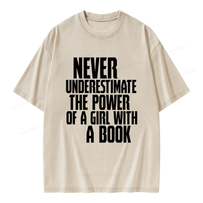 Pagewings The Power Of A Girl With A Book Unisex Washed T-shirt