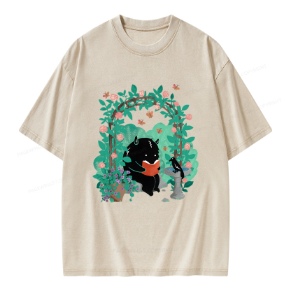 Pagewings Book Reading Monster Unisex Washed T-shirt