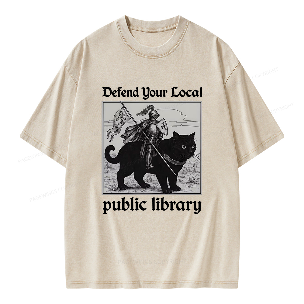 Pagewings Defend Your Local public library Unisex Washed T-shirt