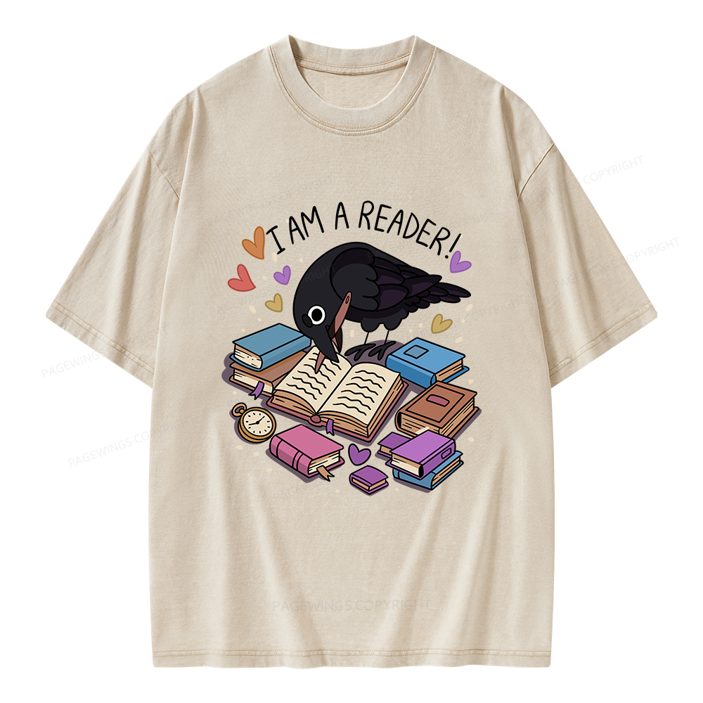 Pagewings I Am An Reader Unisex Washed T-shirt