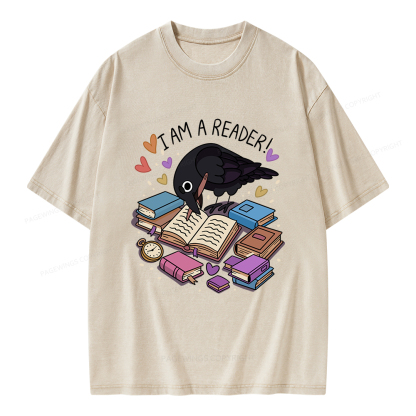 Pagewings I Am An Reader Unisex Washed T-shirt