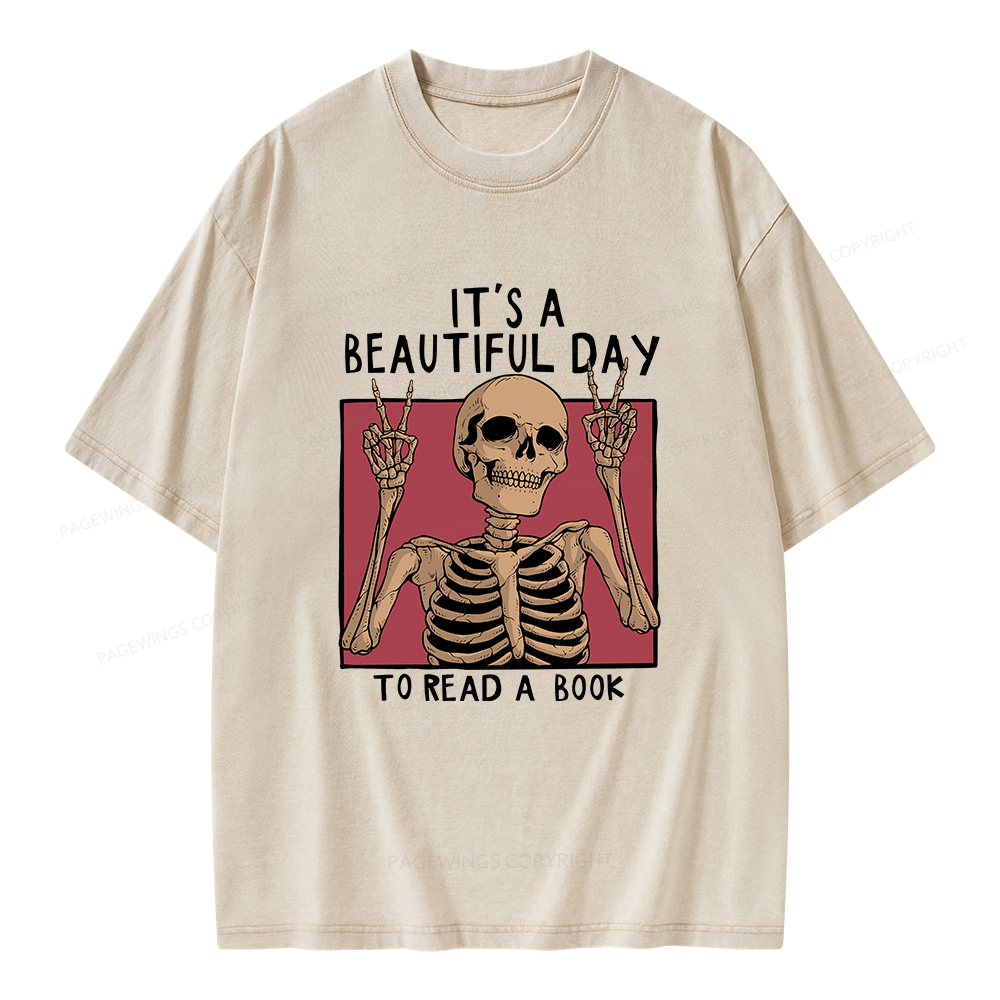 Pagewings It's A Beautiful Day To Read A Book Unisex Washed T-shirt