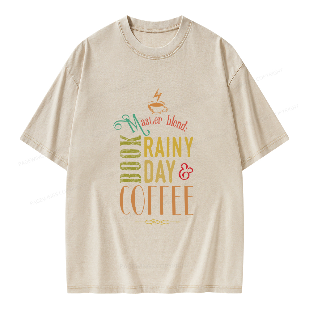 Pagewings Coffee, book & Rainy Day Unisex Washed T-shirt