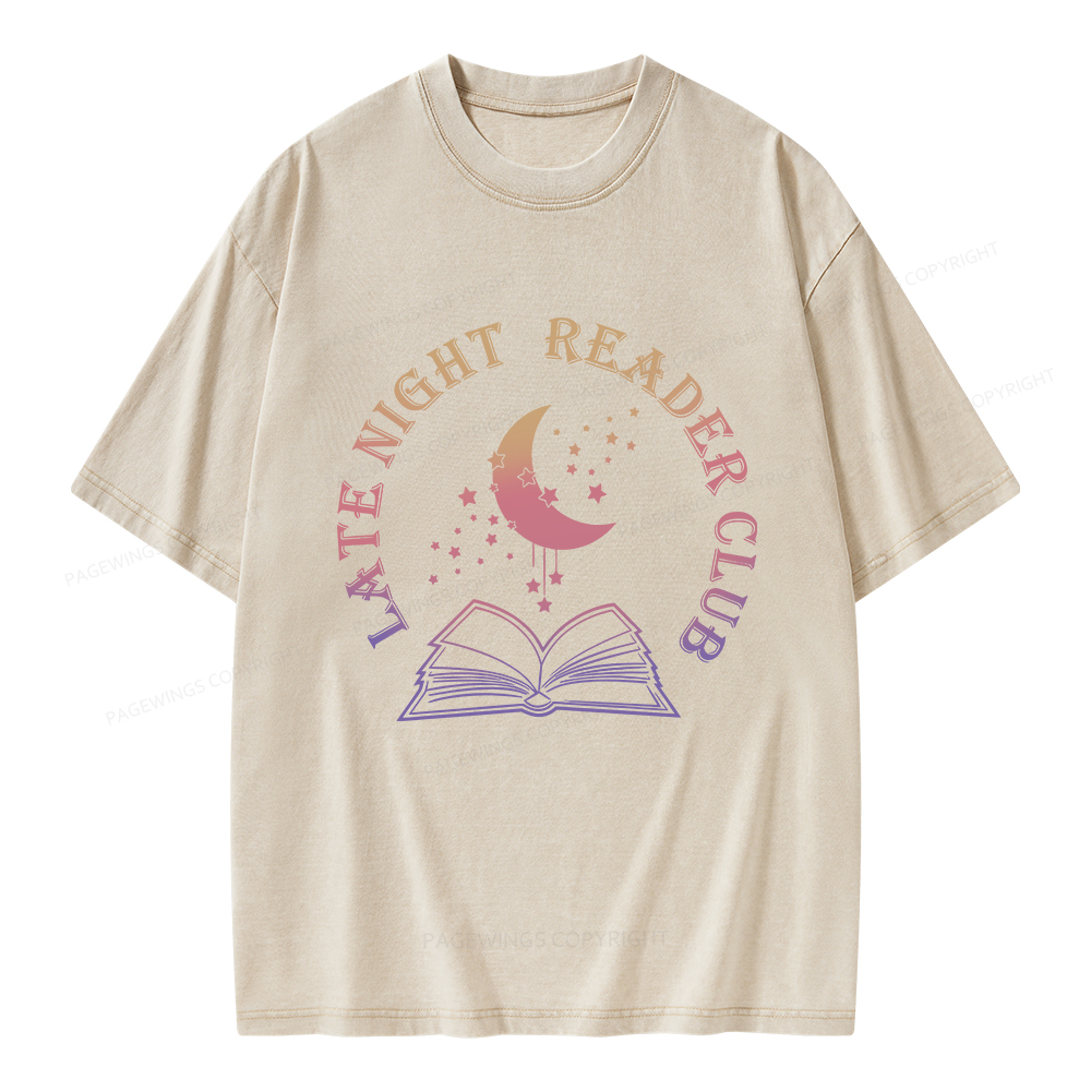 Pagewings Late Night Reader Club Unisex Washed T-shirt
