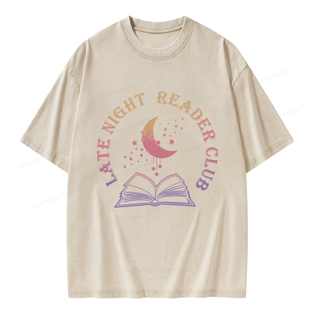 Pagewings Late Night Reader Club Unisex Washed T-shirt