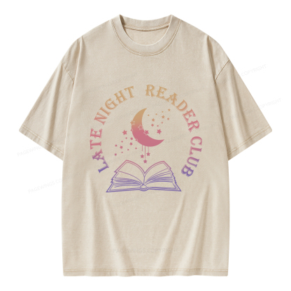 Pagewings Late Night Reader Club Unisex Washed T-shirt