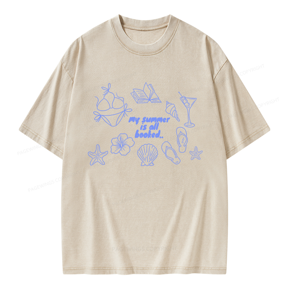 Pagewings My Summer Is All Booked Unisex Washed T-shirt