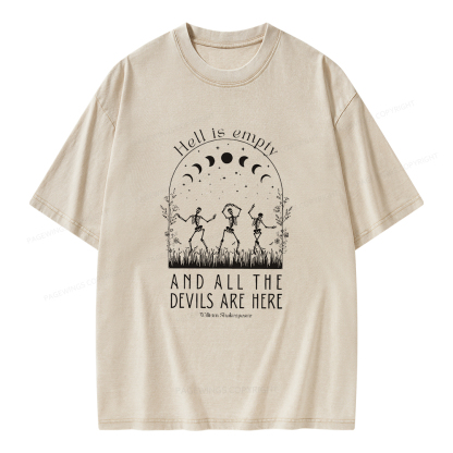 Pagewings Hell is Empty and all the Devils are Here Unisex Washed T-shirt