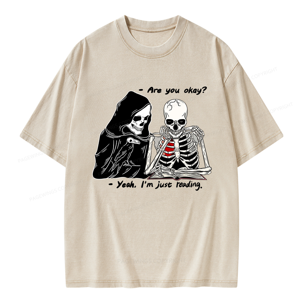 Pagewings Yeah I'm Just Reading Unisex Washed T-shirt