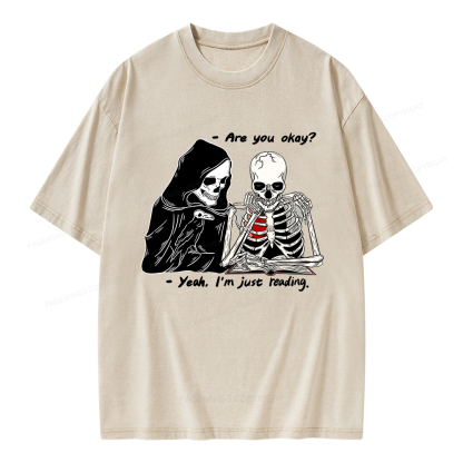 Pagewings Yeah I'm Just Reading Unisex Washed T-shirt