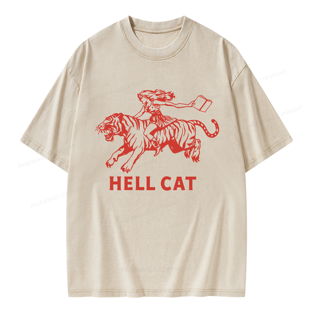 Pagewings Cowgirl Hell Cat  Unisex Washed T-shirt
