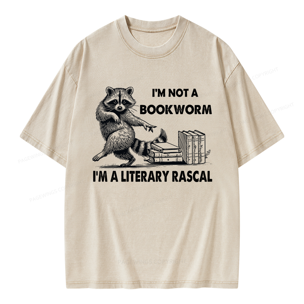 Pagewings I'm Not A Bookworm I'm A Literary Rascal Unisex Washed T-shirt