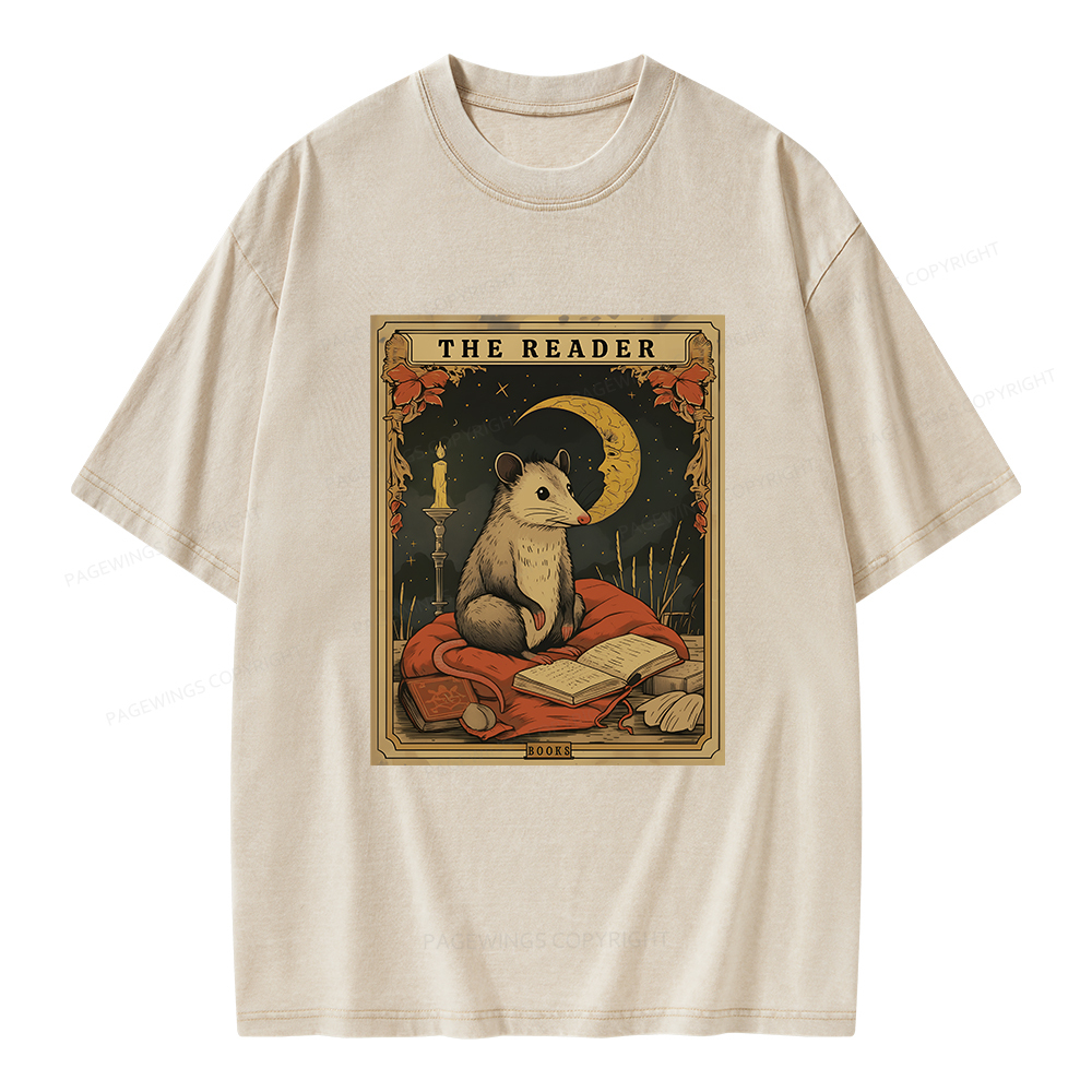 Pagewings The Reader Tarot Card Unisex Washed T-shirt