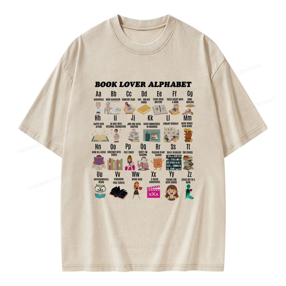 Pagewings Book Lover Alphabet Unisex Washed T-shirt