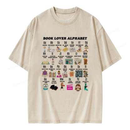 Pagewings Book Lover Alphabet Unisex Washed T-shirt