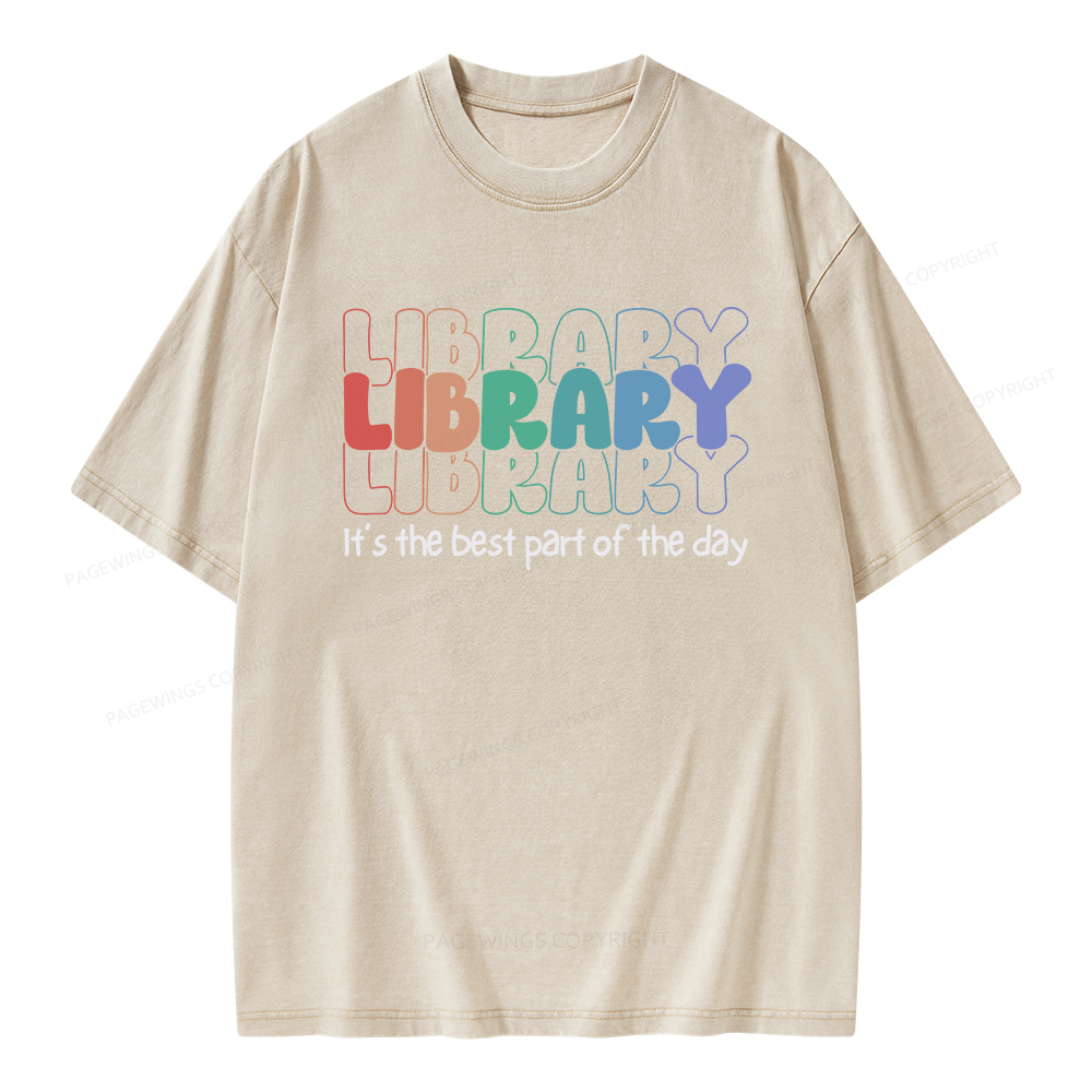 Pagewings School Librarian Shirt, Library Shirt Unisex Washed T-shirt