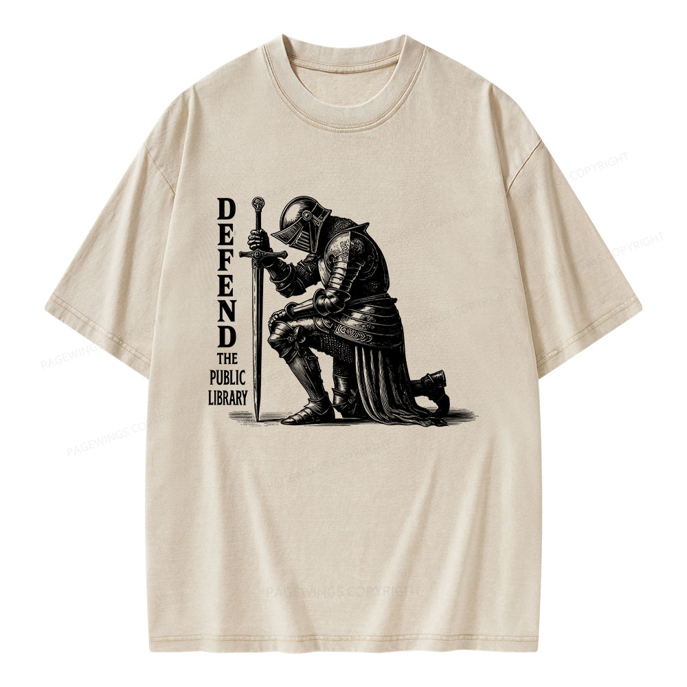 Pagewings Defend the Public Library Unisex Washed T-shirt