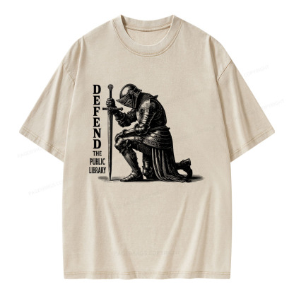 Pagewings Defend the Public Library Unisex Washed T-shirt