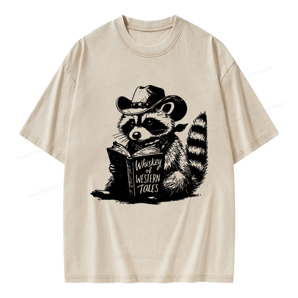Pagewings Whiskey of Western Tales Unisex Washed T-shirt