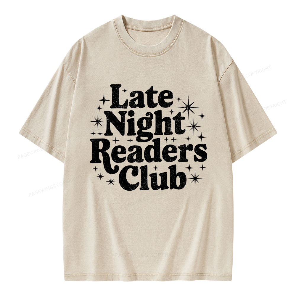 Pagewings Late Night Readers Club Unisex Washed T-shirt