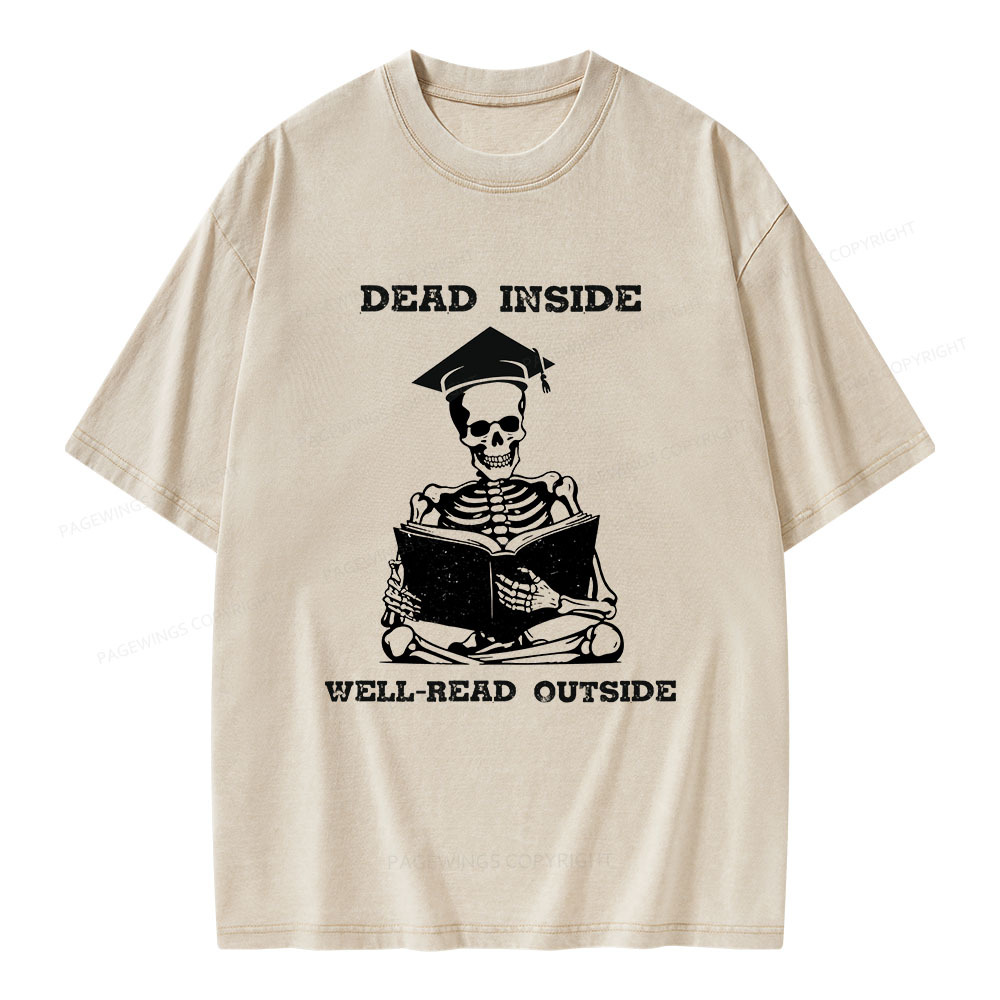 Pagewings Dead Inside Well-Read Outside Unisex Washed T-shirt