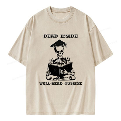 Pagewings Dead Inside Well-Read Outside Unisex Washed T-shirt