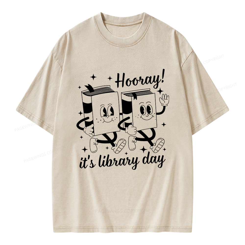 Pagewings School Librarian Shirt, Library Shirt Unisex Washed T-shirt