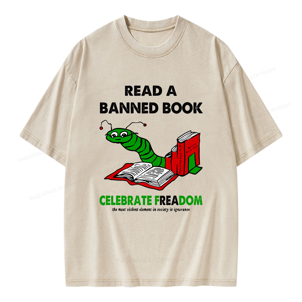 Pagewings Read A Banned Book Unisex Washed T-shirt