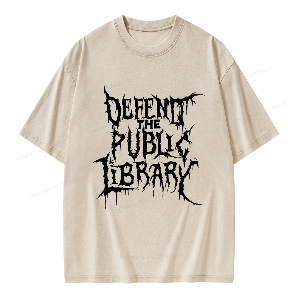 Pagewings Defend The Public Library Unisex Washed T-shirt