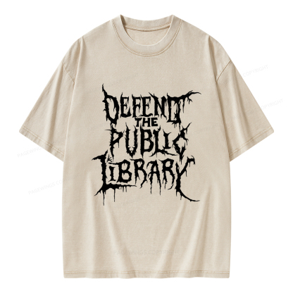 Pagewings Defend The Public Library Unisex Washed T-shirt