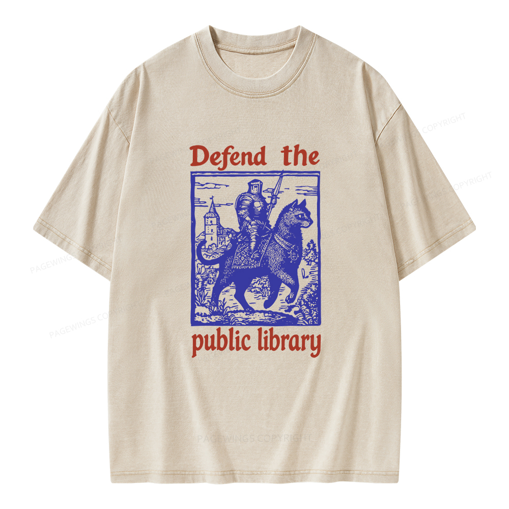 Pagewings Defend the Public Library Unisex Washed T-shirt