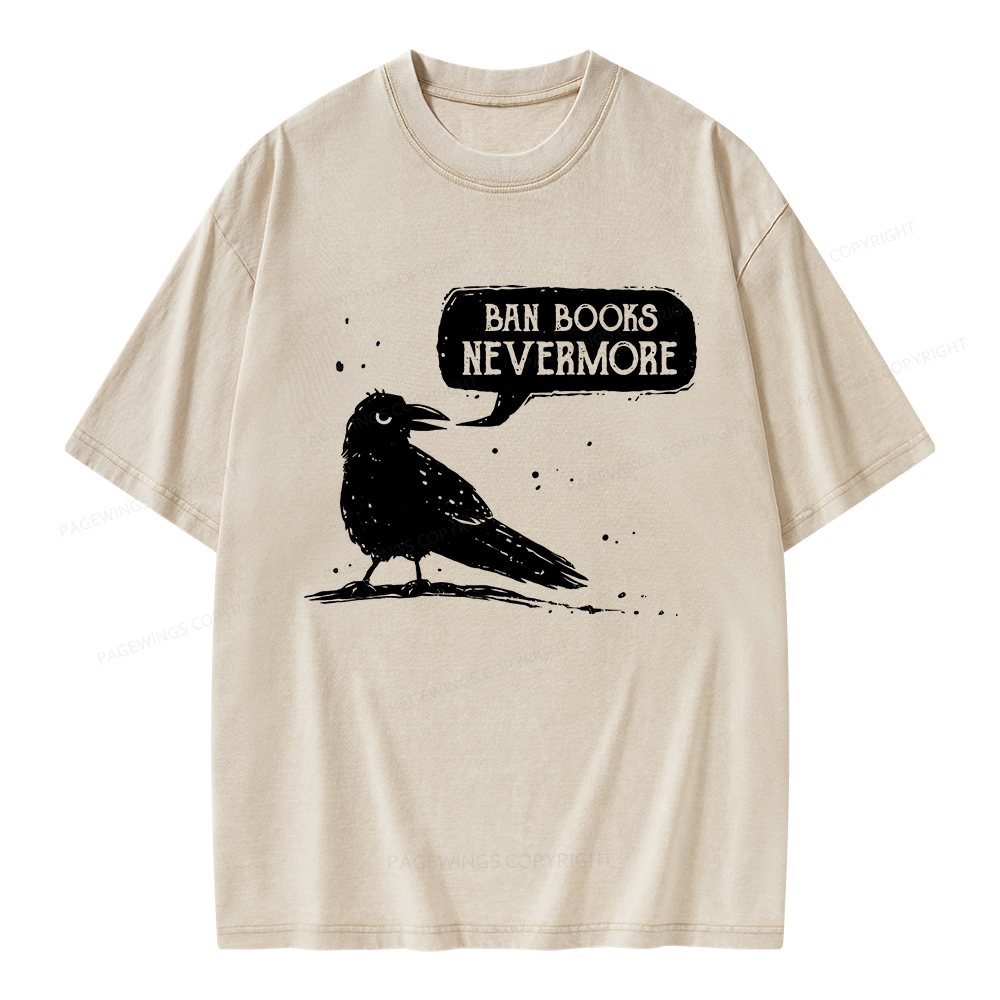 Pagewings Ban Books Nevermore Unisex Washed T-shirt