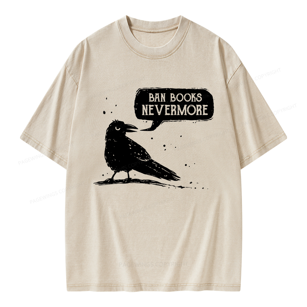 Pagewings Ban Books Nevermore Unisex Washed T-shirt