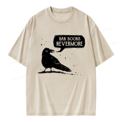 Pagewings Ban Books Nevermore Unisex Washed T-shirt