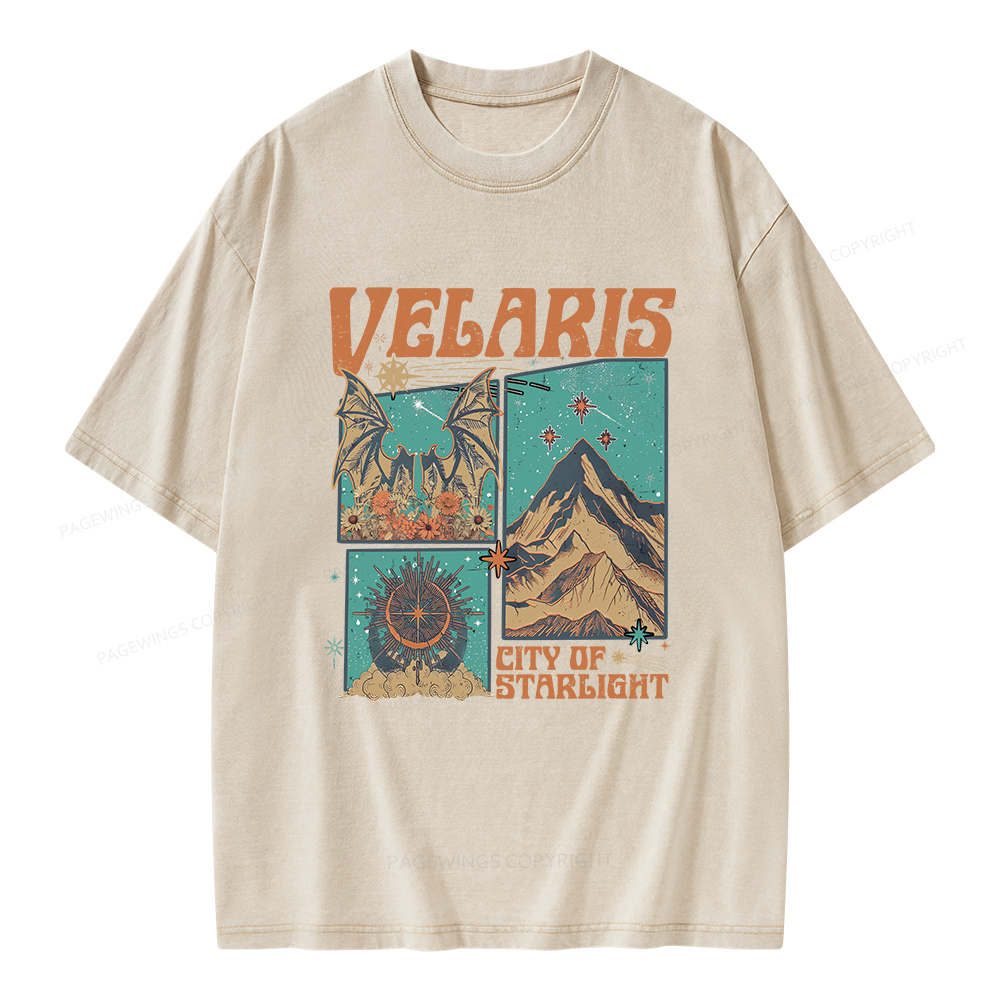 Pagewings Velaris City Of Starlight Unisex Washed T-shirt